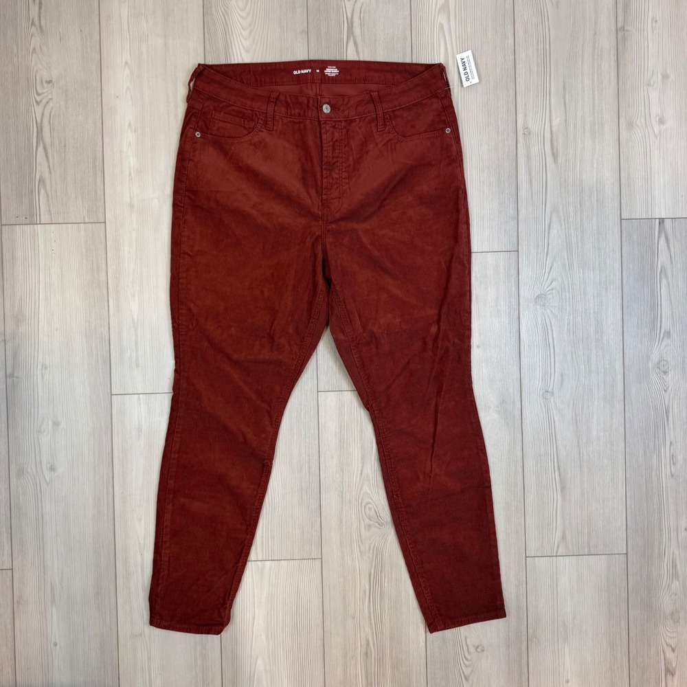 Old Navy Rockstar Super Skinny High Rise Corduroy Pants Rust Red Size 16 NWT